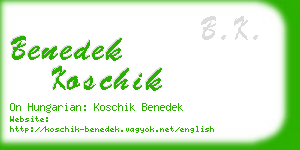 benedek koschik business card